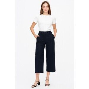 NEW J. Crew Sydney Wide-Leg Pant Bi-Stretch Cotton Blend Size 4 Navy Blue BF404